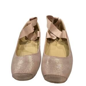 BALLET shoes pink metallic ribbon straps size 5k
